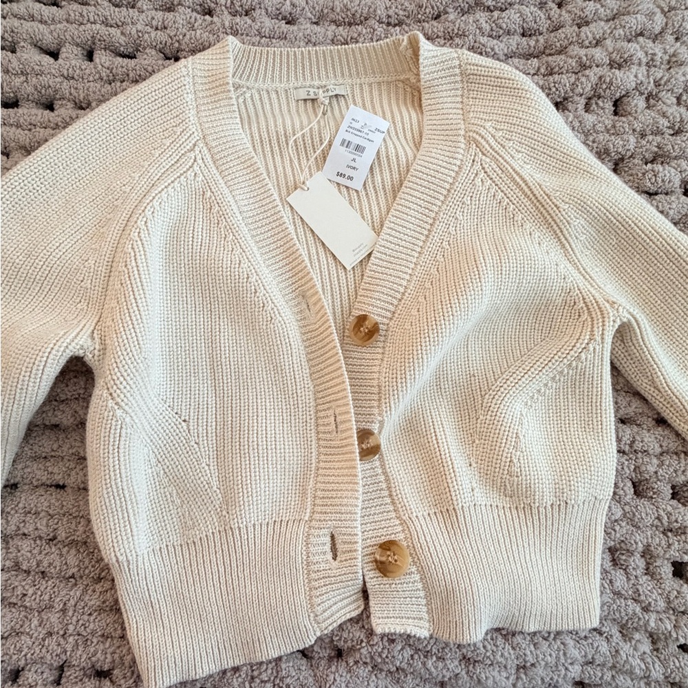 Z Supply Cream Button-Up Cardigan